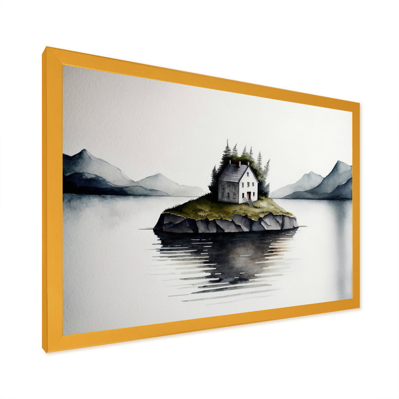 «Little Countryhouse By The Lake IV», reproduction sur toile, H 12 po x l 20 po x P 1 po, Toile avec cadre photo doré