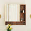 Armoire de rangement au-dessus de la toilette avec 4 compartiments, porte-serviettes et miroir - charnières silencieuses, - pratique pour le miroir d'organisation de salle de bain, 2 compartiments ouverts, installation facile, petits espaces idéaux