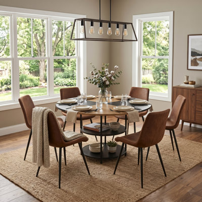 Mid-Century Modern Manufactured Wood Round Dining Set