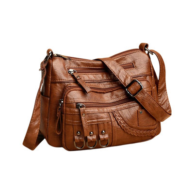 Sac à dos en cuir délavé pour femme Sac à bandoulière en cuir délavé à grande capacité pour utilisation quotidienne