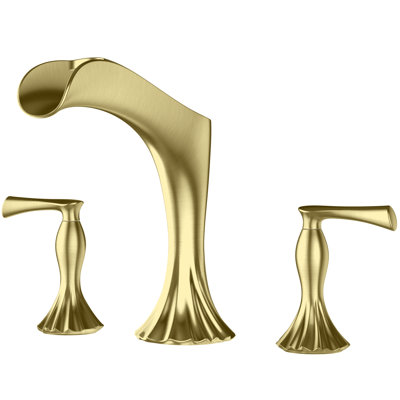 Garniture de robinet de baignoire romaine à fixation sur plateau à poignées doubles Rhen