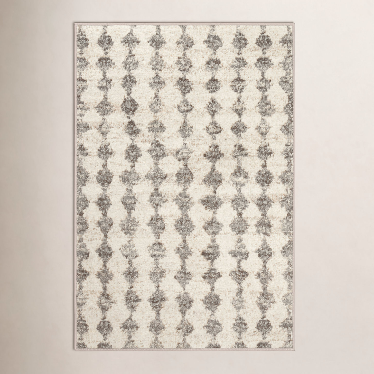 Izzy Grey Machine Washable Geometric Rug, Rectangle 6' x 9'