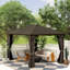 Pavillon de jardin 10 pi x 12 pi avec rideaux et filet, café