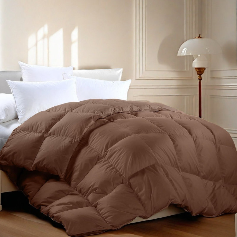 King Size Brown Cotton-Blend Down Comforter