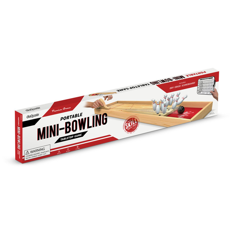 Compact Wooden Tabletop Bowling Game Set with Mini Pins