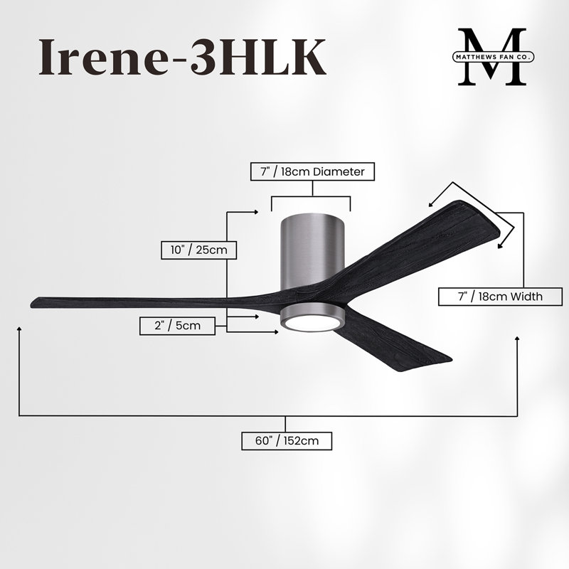 Irene LED Ceiling Fan, Matte Black, Brushed Pewter, 60"