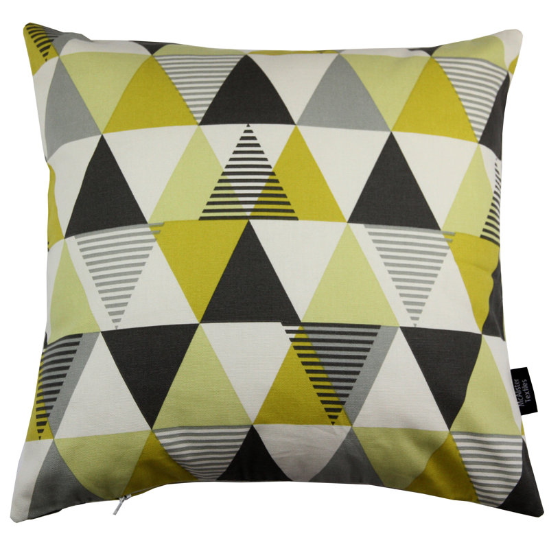 Amelia Geometric Square Cushion, 43 x 43cm, Cushion Cover, Orche Yellow