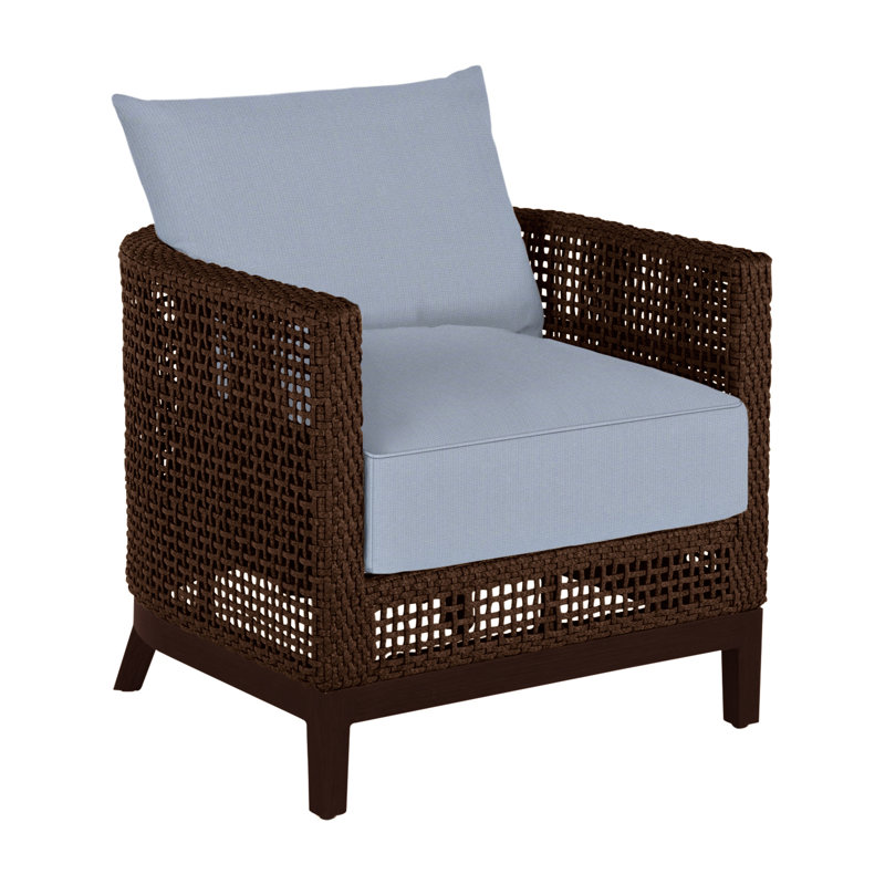 Fauteuil demi-tonneau péninsule - acajou / châtaignier, Acajou / châtaignier, Sunbrella® ‑ Arbor Chambray colombe