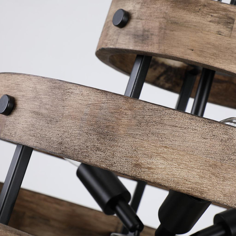 Lustre géométrique en bois 6 lumières Dendy