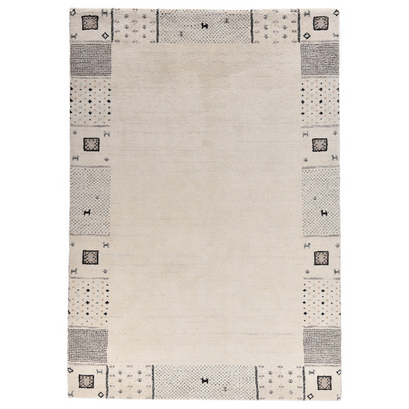 Hand Hooked Wool Beige Rug, Rectangular 250 x 300cm