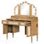 Ensemble de coiffeuse avec tabouret, 13 ampoules Hollywood et 3 modes d'éclairage pour coiffeuse, grande coiffeuse à miroir pliable en trois avec tabouret rembourré, station de charge et beaucoup de rangement-133413175