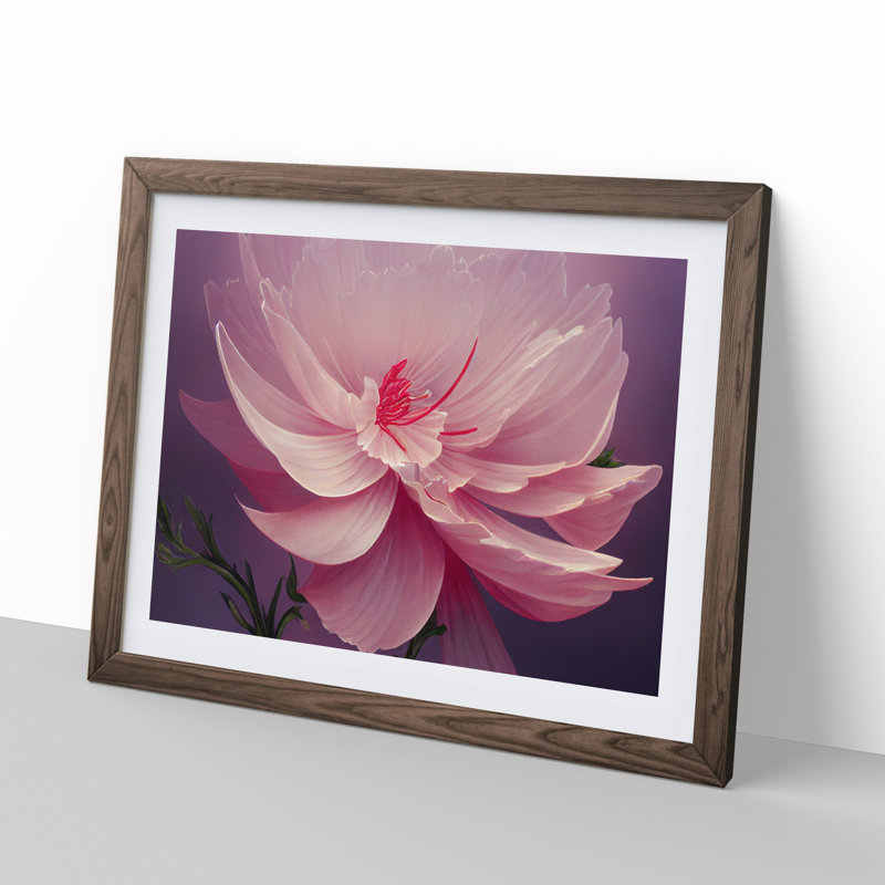 Creative Carnation Flower 1 Piece Single Picture Frame Wall Art, 25cm H x 34cm W x 2cm D, Walnut