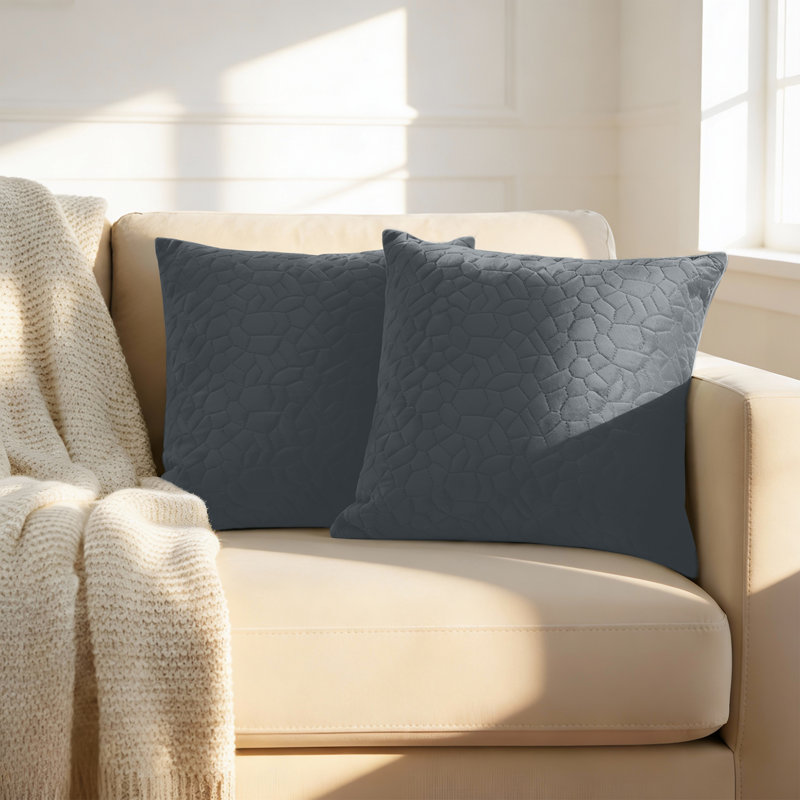 Luxury Pebble Cushion Cover- (Pack of 2), Charcoal