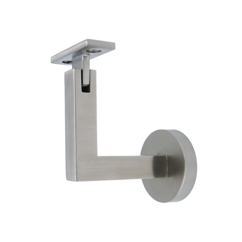 Support de main courante en béton avec rosette ronde et plaque plate, Acier inoxydable satiné