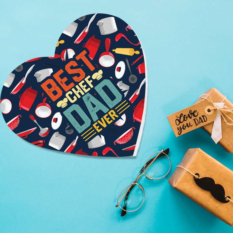 Boîte-cadeau en forme de cœur avec couvercle pour le jour de la fête des pères, boîte de cœur pour papa Best Chef Dad, boîte de cœur réutilisable, paquet de 1