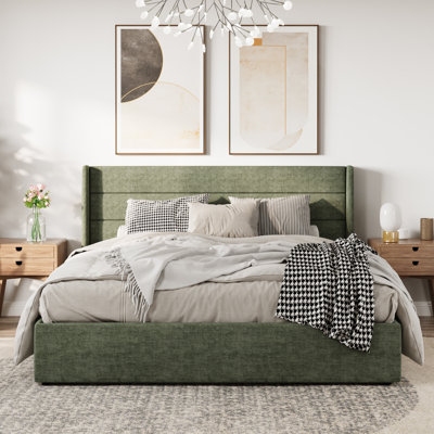 Braya Hydraulic Lift Up Storage Upholstered Platform Bed