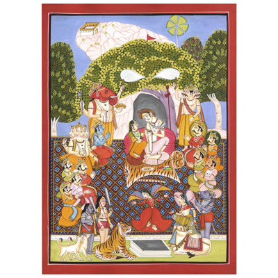 Shiva et Parvati sur le mont Kailasha | Art par Sandeep sur papier aquarelle fait à la main