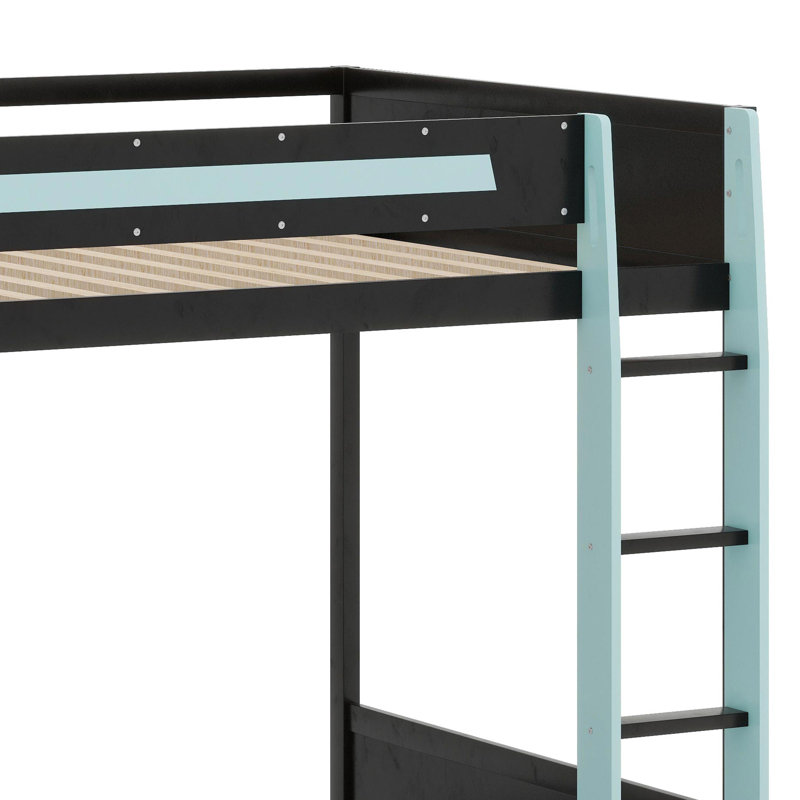 Gaming Bunk Bed With Side-Mounted Oversized RGB Desk, Blue