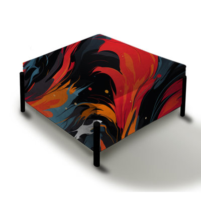 Poupart Bold Brush Frenzy - Abstract Large Square Ottoman