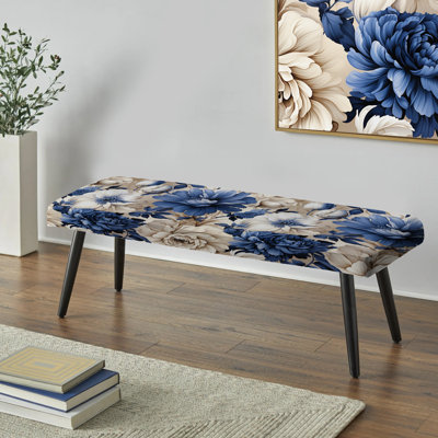 Truong - Floral Upholstered Black Bench