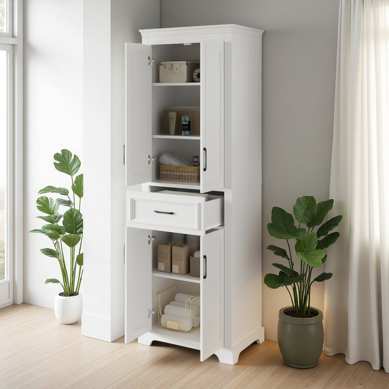 70.8" Freestanding Bathroom Vanity, Modern Elegant Design, 4 Doors & 1 Drawer, Space-Saving Storage With Adjustable Shelves, Damping Hinge Doors