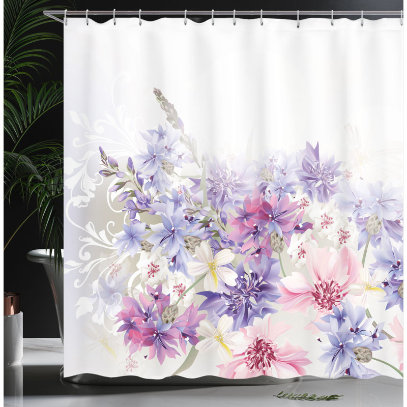 Rideau de douche simple rose Burma, H 75 po x l 69 po