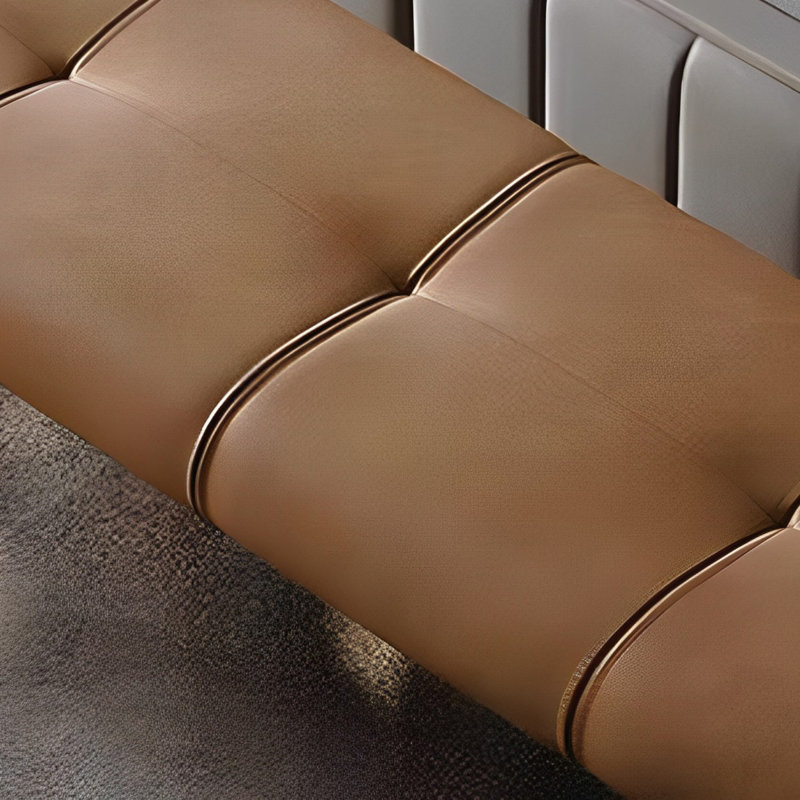Iacovino Faux Leather Upholstered Bench, 17.71" H x 70.86" W x 17.71" D, Gold/Coffee