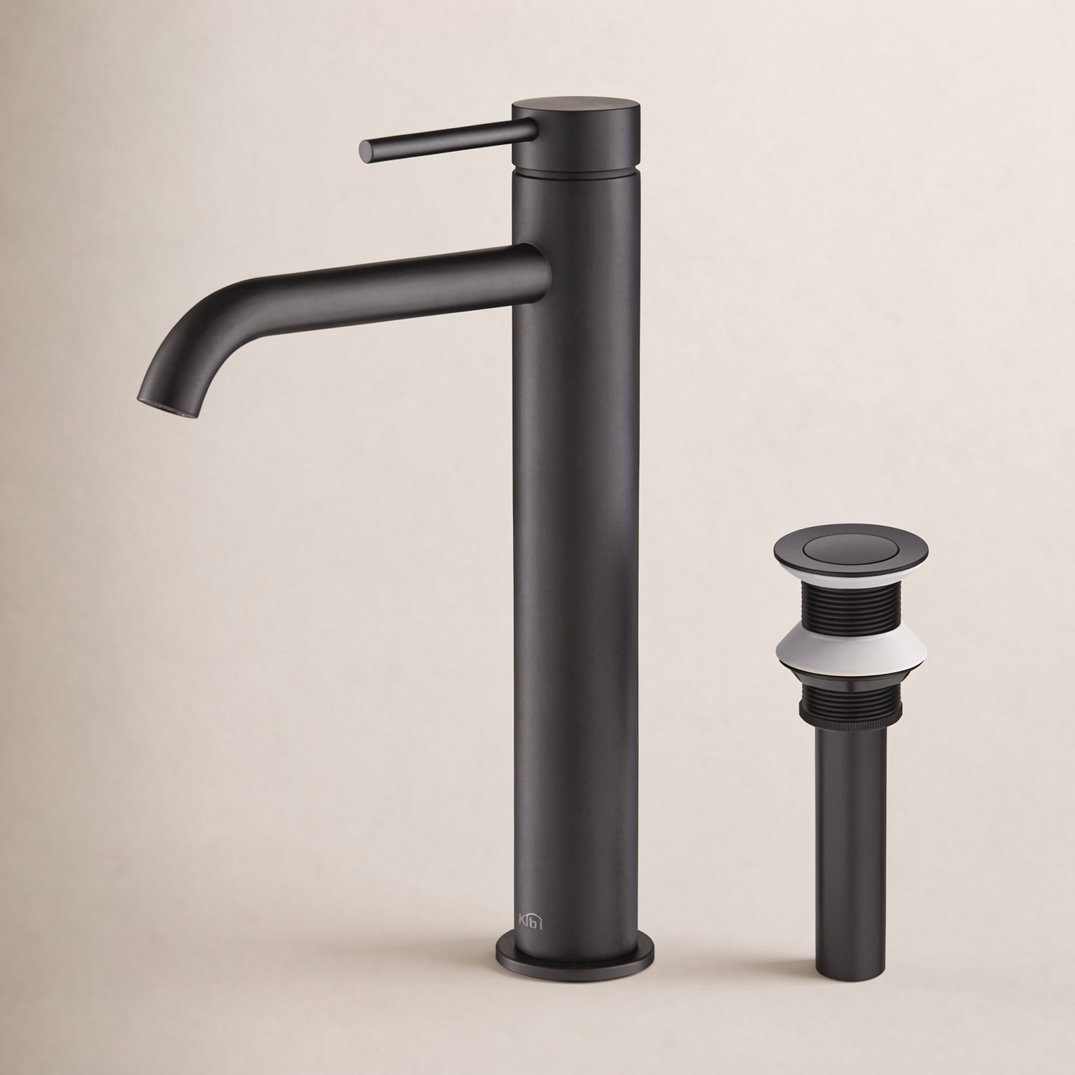 Circular Vessel Bathroom Faucet, Matte Black, With Drain Assembly