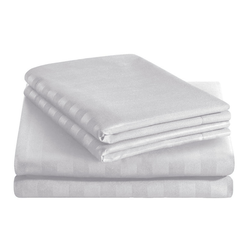 Luxurious 3-Piece Ultra Soft Stripe Duvet Cover Set with Pillowcases, White, King Duvet Cover Set + 2 Standard Pillowcases