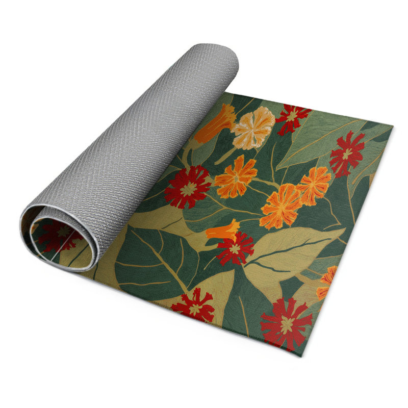 Tapis d'intérieur et d'extérieur brun Botanical, Rectangulaire 3 pi x 5 pi