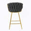 Tabouret haut de style moderne avec pattes plaquées or et chaise de bar en lin de salle à manger, convient au café-bar restaurant (ensemble de 2)-2107864831