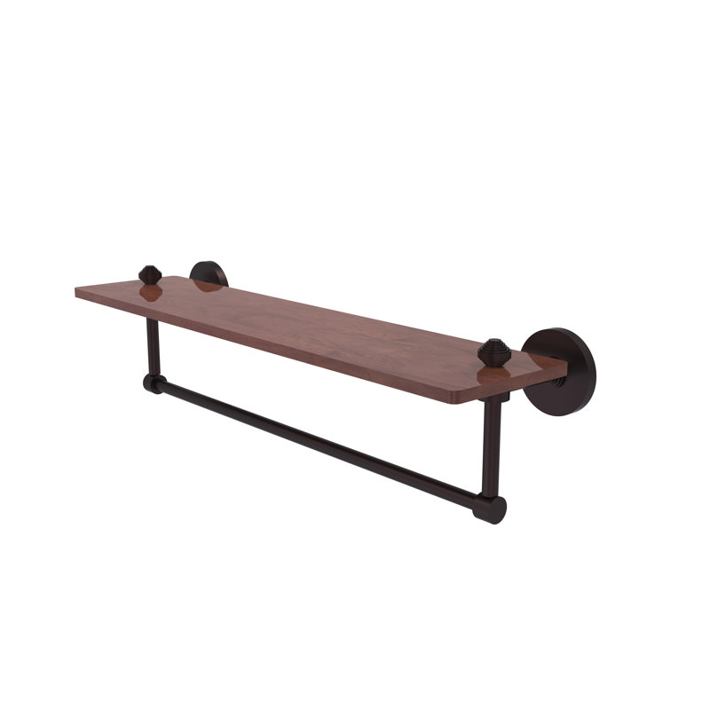 Tablette avec barre à serviettes Trond Ironwood, H 4 po x l 22 po x P 5 po, Bronze antique