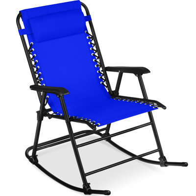 Folding Outdoor Zero Gravity Rocking Lounge Chair W/ Headrest Pillow by Latitude Run