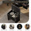 Meuble-lavabo avec miroir lumineux à DEL et station de charge, petit ensemble de coiffeuse avec tabouret de rangement, 4 tablettes ouvertes et 2 tiroirs, coiffeuse pour filles, noir