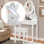 Bureau de coiffeuse pour fille avec miroir et lumières, coiffeuse en bois avec tabouret, 3 modes d'éclairage pour enfants, filles et femmes (blanc)