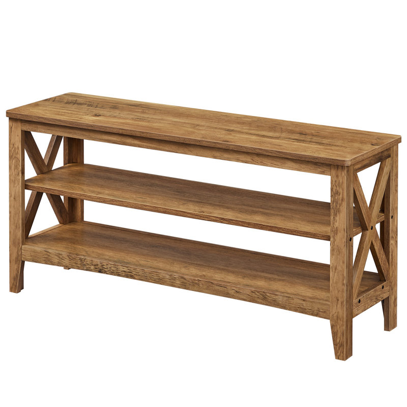 2-tier Shoe Rack, 18.90" H x 39.40" W x 11.80" D, Honey Brown