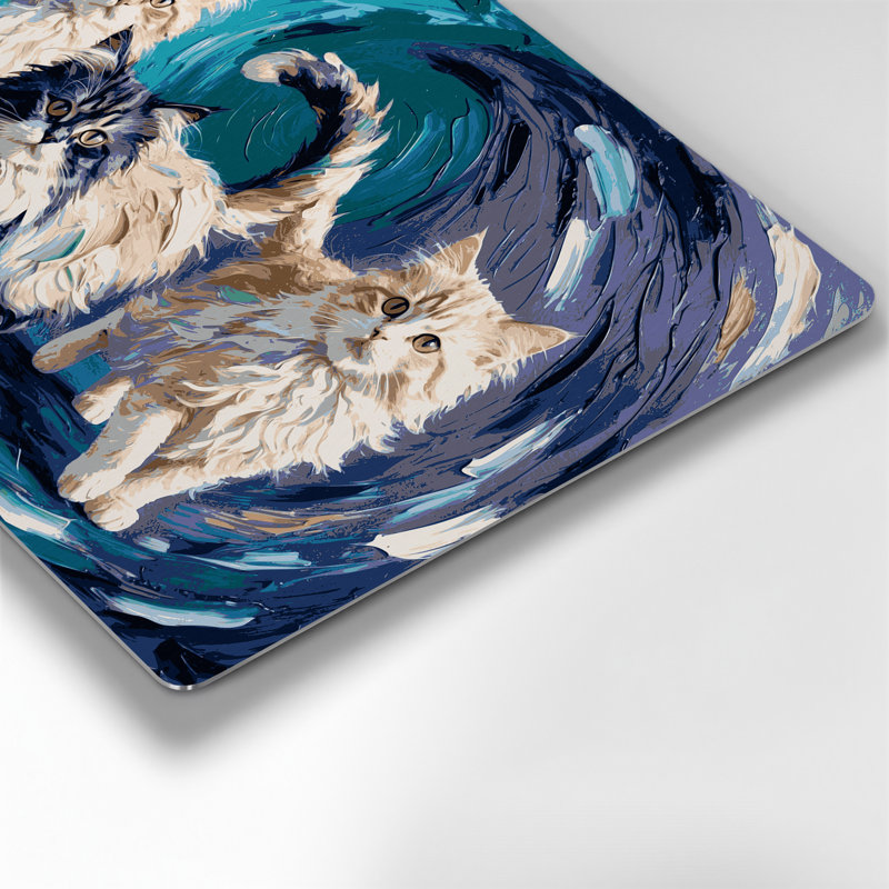 «Cats Ragamuffin», art mural en métal bleu, H 240 po x l 360 po x P 0,05 po