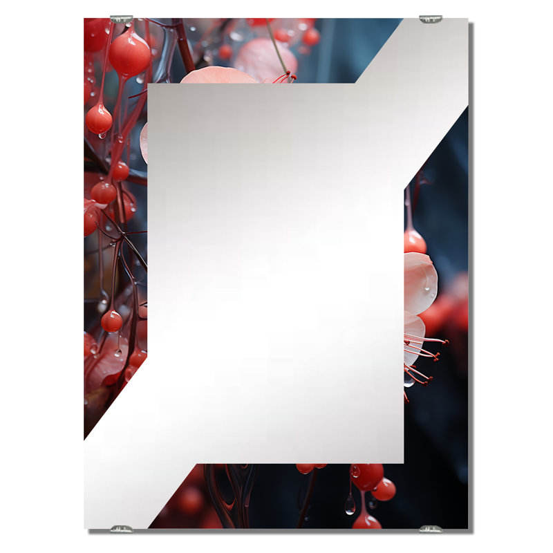 Cristal fuchsia fleurs I - miroirs muraux décoratifs fuchsia MIR134158, 32 po x 24 po