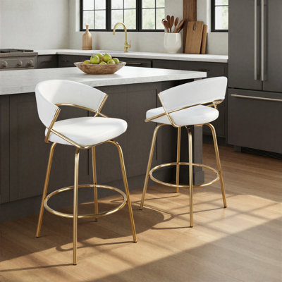 Tabouret de comptoir en métal 26 po avec repose-pieds rond Loehr