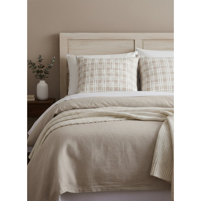 Printed Pillows Linen Plaid Accent Pillow, Beige, Square 26", Polyester