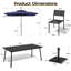 Ensemble repas pour 6 personnes en aluminium avec chaises empilables, parasol solaire à DEL et base lestée-1711038848-1783706847