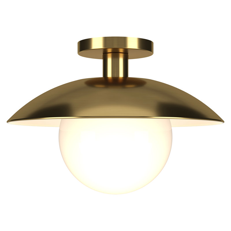 Robin Glass Semi Flush Mount, Brass