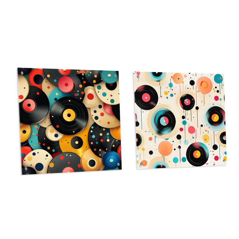 Chrys - ensemble abstrait d'art mural en verre abstrait Mid-Century, H 16 po x l 33 po