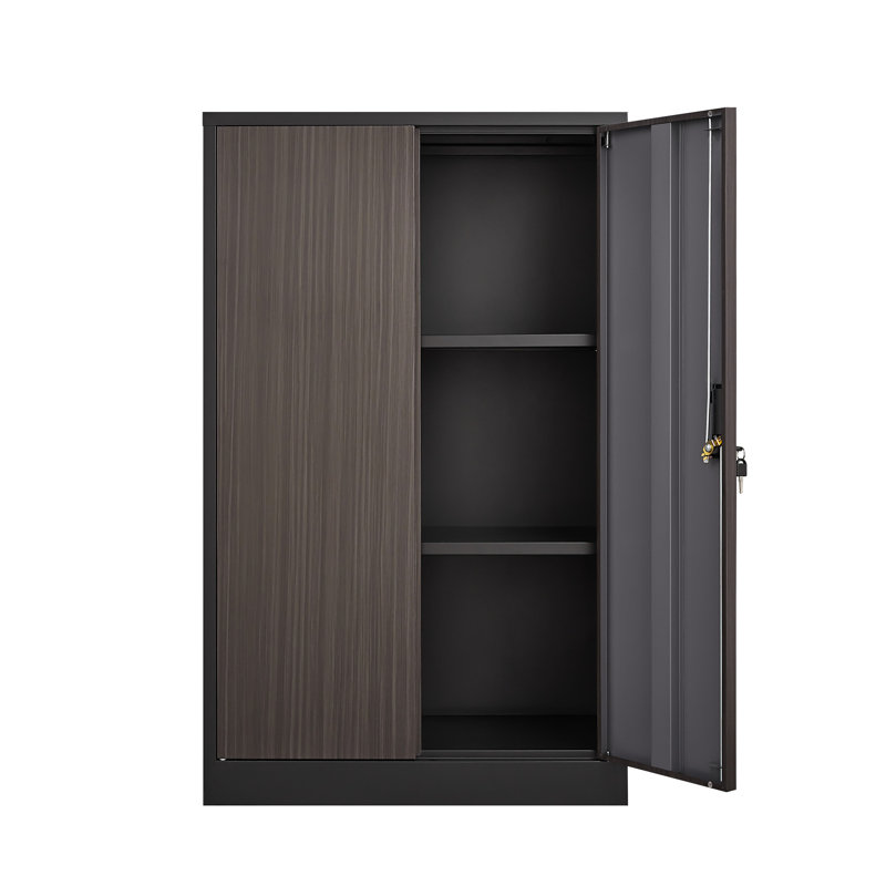Metal Folding Filing Storage Cabinet With Adjustable Shelf, Locking Doors, Black, Easy To Assemble, Spring Loaded Door And Solid Steel Tube Shaft Black Locker Ideal For Office, ,