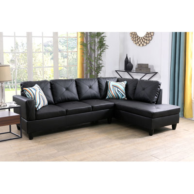 Canapé et méridienne en similicuir de 97 po de large Tamez