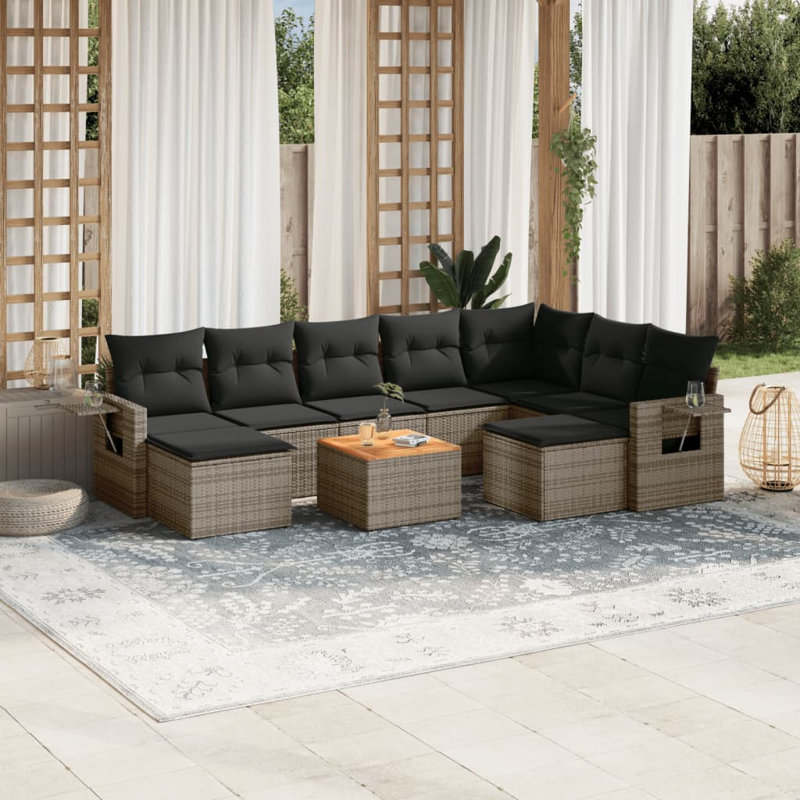 Ensemble de canapé de jardin Vidaxl Gris, gris foncé