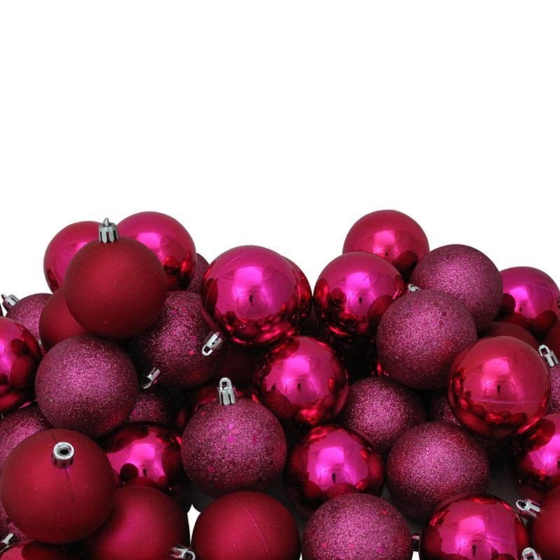 Boules de Noël incassables 2,5 po (60 mm), Rouge et mauve