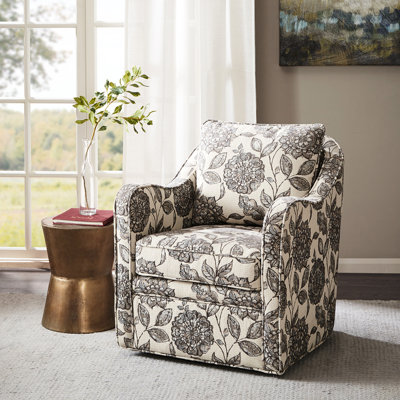 Chaise pivotante - confortable pour la maison, structure en bois massif et en métal, coussin de siège en mousse haute densité, pivotant à 360 degrés, chaise de salon à dossier l 20 po x H 13,5 po, fabrication, siège, capacité maximale de 300 lb