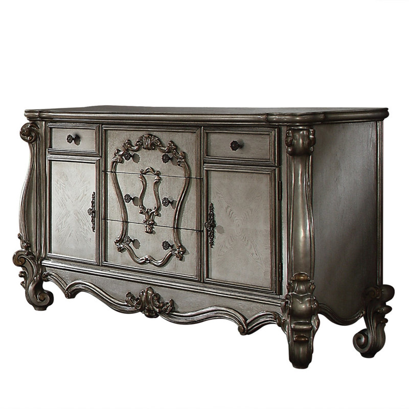 Commode surdimensionnée à 5 tiroirs Sylacastr, Platine antique