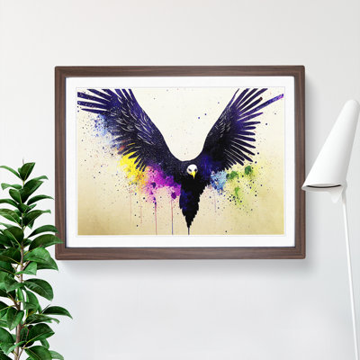 Eagle Bird Splatter Abstract 1 Piece Single Picture Frame Painting